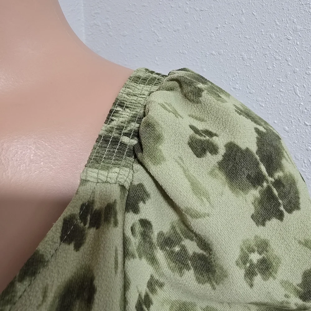 Michael Kors Asymmetrical Green Floral Dress